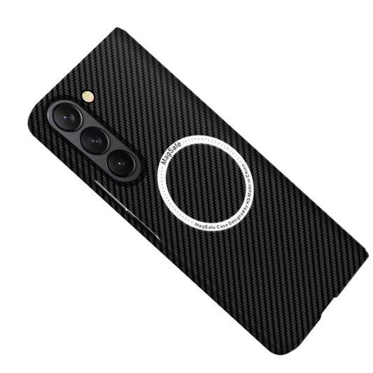 For Samsung Galaxy Z Fold5 Carbon Fiber Texture MagSafe Magnetic Phone Case(Black) - Galaxy Z Fold5 Cases by buy2fix | Online Shopping UK | buy2fix