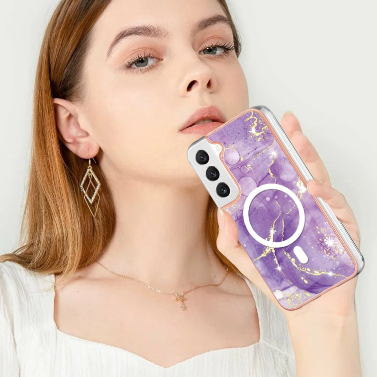 For Samsung Galaxy S23 5G Marble Pattern Dual-side IMD Magsafe TPU Phone Case(Purple 002) - Galaxy S23 5G Cases by buy2fix | Online Shopping UK | buy2fix