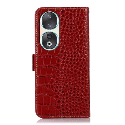 For Honor 90 Crocodile Top Layer Cowhide Leather Phone Case(Red) - Honor Cases by buy2fix | Online Shopping UK | buy2fix