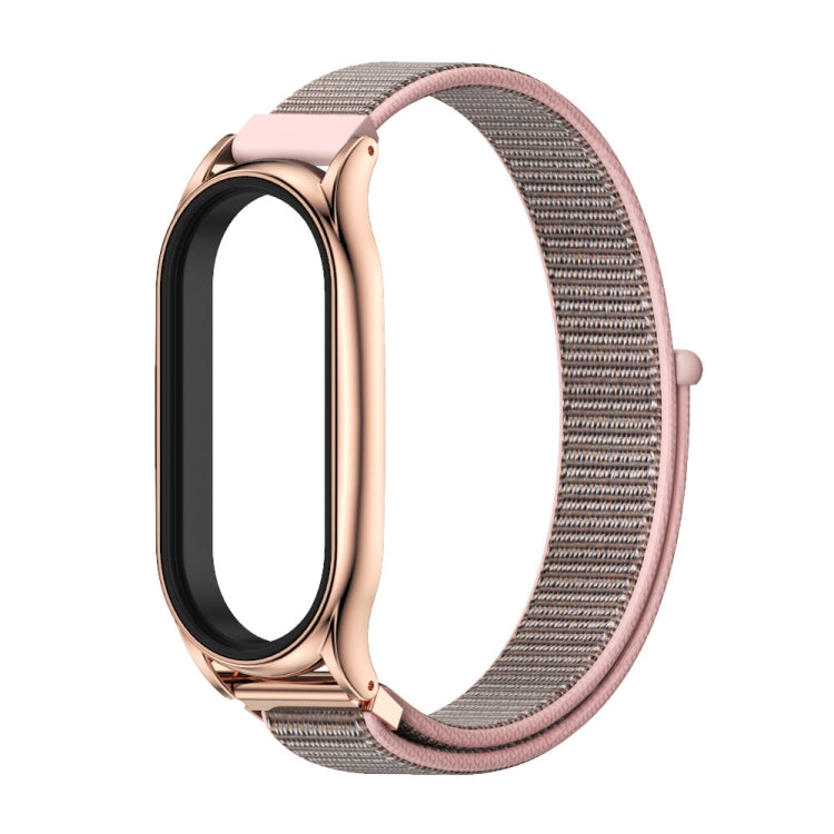 For Xiaomi Mi Band 8 Mijobs Plus Case Breathable Nylon Loop Watch Band(Pink Rose Gold) - Watch Bands by MIJOBS | Online Shopping UK | buy2fix