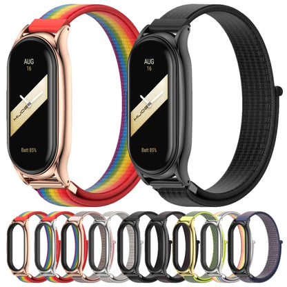 For Xiaomi Mi Band 8 Mijobs Plus Case Breathable Nylon Loop Watch Band(Pink Rose Gold) - Watch Bands by MIJOBS | Online Shopping UK | buy2fix