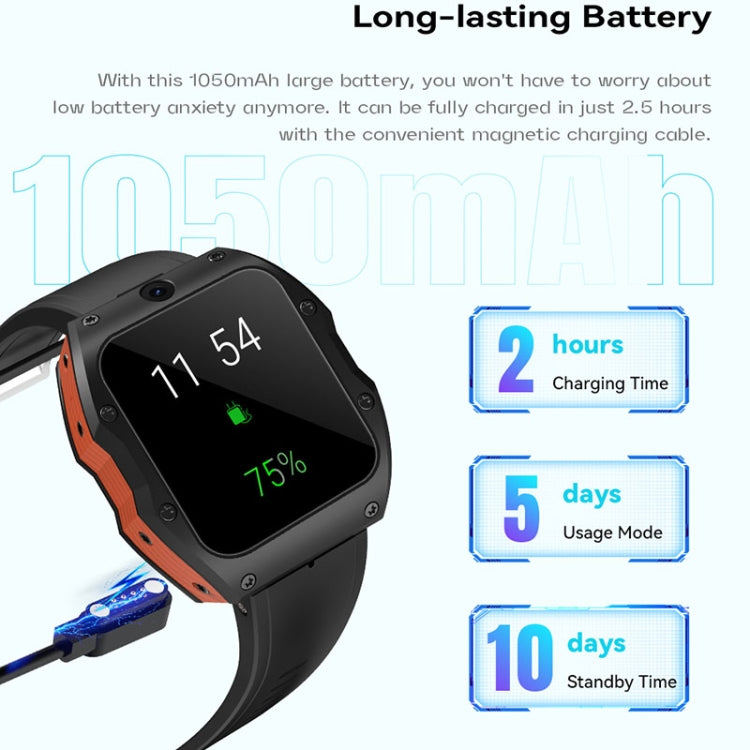 Model X 1.99 inch IP68 Waterproof Android 9.0 4G Dual Cameras Matte Smart Watch, Specification:2GB+16GB(Black) - Android Watch by buy2fix | Online Shopping UK | buy2fix