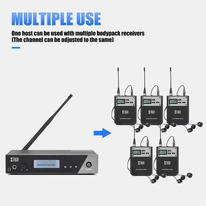 XTUGA  IEM1100 Professional Wireless In Ear Monitor System 2 BodyPacks(AU Plug) - Microphone by XTUGA | Online Shopping UK | buy2fix