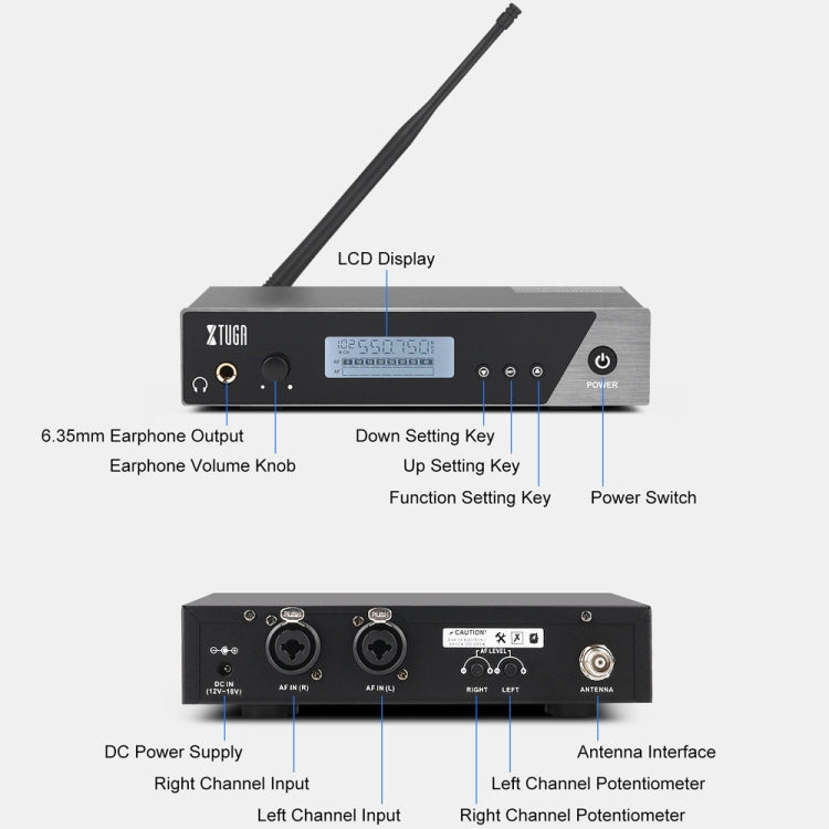 XTUGA  IEM1100 Professional Wireless In Ear Monitor System 1 BodyPacks(AU Plug) - Microphone by XTUGA | Online Shopping UK | buy2fix