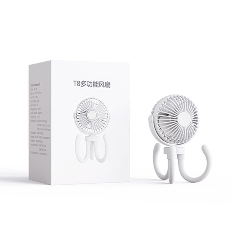 T8 2000mAh Flexible Octopus Tripod Rotatable Portable Fan(White) - Electric Fans by buy2fix | Online Shopping UK | buy2fix