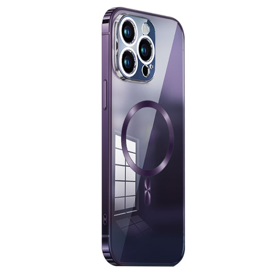 For iPhone 13 Pro Max MagSafe Magnetic Stainless Steel Frame Transparent TPU Phone Case(Dark Purple) - iPhone 13 Pro Max Cases by buy2fix | Online Shopping UK | buy2fix