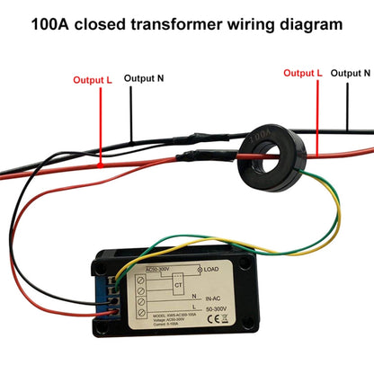 KWS-AC300-100A 50-300V AC Digital Current Voltmeter with Closed Transformer(Black) - Current & Voltage Tester by buy2fix | Online Shopping UK | buy2fix