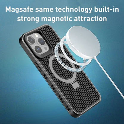 For iPhone 15 Skin Feel PC+TPU Cooling Magnetic Magsafe Phone Case with Stand(Black) - iPhone 15 Cases by buy2fix | Online Shopping UK | buy2fix