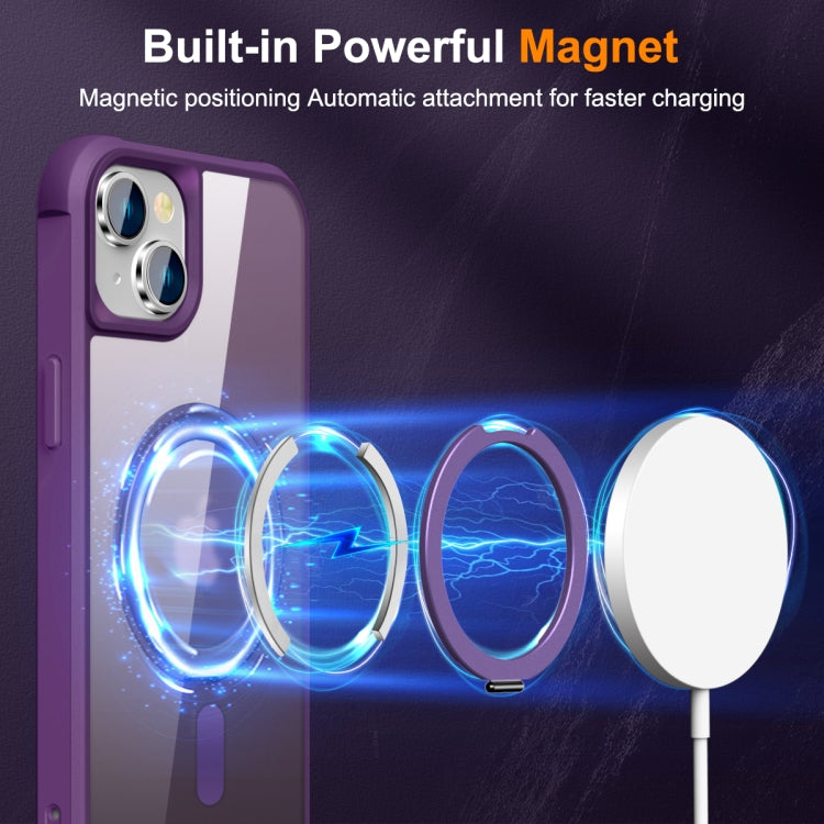 For iPhone 15 MagSafe Magnetic Rotating Holder Phone Case(Purple) - iPhone 15 Cases by buy2fix | Online Shopping UK | buy2fix