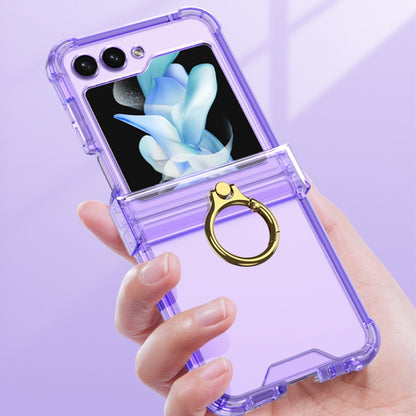 For Samsung Galaxy Z Flip5 Gkk Airbag Hinge Silicone Phone Case with Ring Holder(Transparent Purple) - Galaxy Z Flip5 Cases by GKK | Online Shopping UK | buy2fix