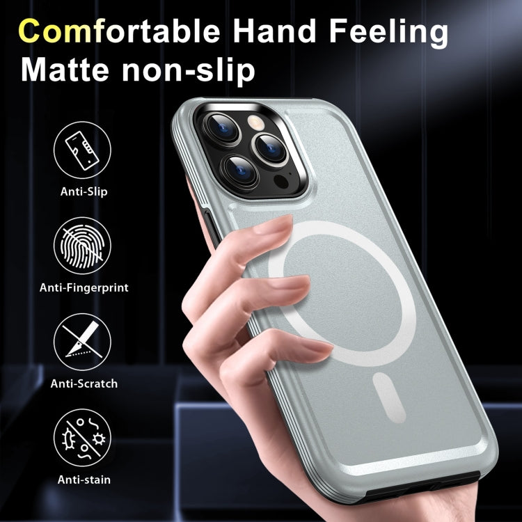 For iPhone 15 Pro Max Shield Armor MagSafe TPU Hybrid PC Phone Case(Silver) - iPhone 15 Pro Max Cases by buy2fix | Online Shopping UK | buy2fix