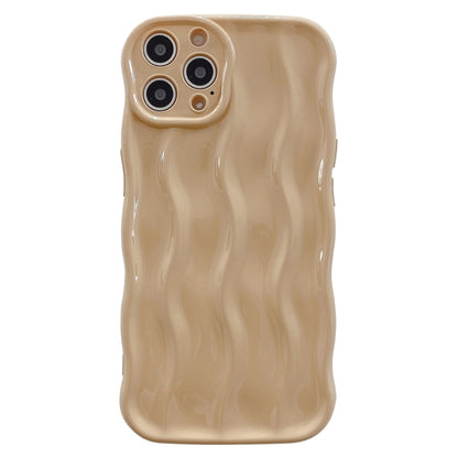 For iPhone 15 Pro Max Wave Texture Bright TPU Phone Case(Khaki) - iPhone 15 Pro Max Cases by buy2fix | Online Shopping UK | buy2fix