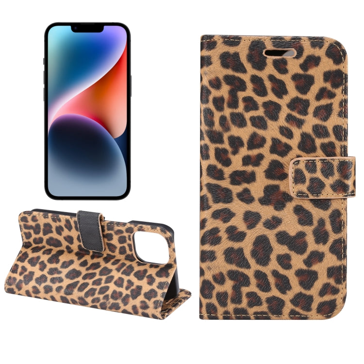 For iPhone 15 Leopard Pattern Horizontal Flip Leather Phone Case(Yellow) - iPhone 15 Pro Max Cases by buy2fix | Online Shopping UK | buy2fix