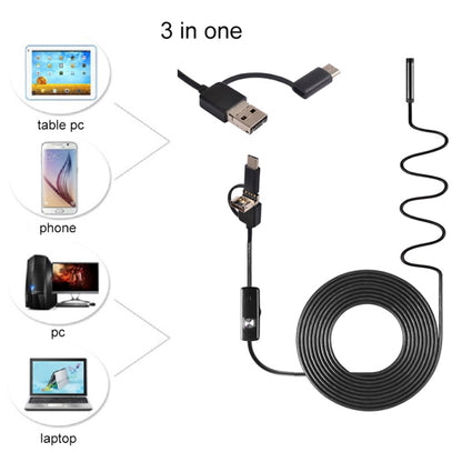 AN100 3 in 1 IP67 Waterproof USB-C / Type-C + Micro USB + USB HD Endoscope Snake Tube Inspection Camera for Parts of OTG Function Android Mobile Phone, with 6 LEDs, Lens Diameter:5.5mm(Length: 10m) - Consumer Electronics by buy2fix | Online Shopping UK | buy2fix