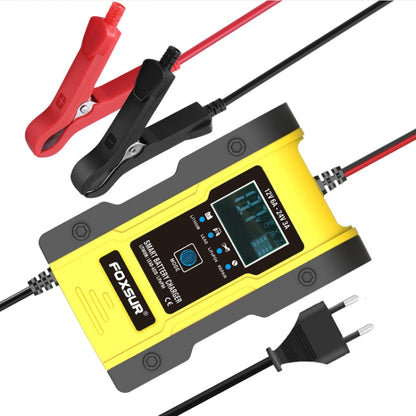 FOXSUR 12V-24V Car Motorcycle Repair Battery Charger AGM Charger Color:Yellow(EU Plug) - Battery Charger by FOXSUR | Online Shopping UK | buy2fix