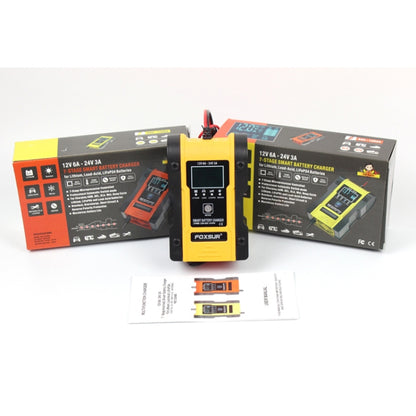 FOXSUR 12V-24V Car Motorcycle Repair Battery Charger AGM Charger Color:Yellow(UK Plug) - In Car by FOXSUR | Online Shopping UK | buy2fix