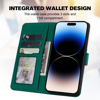 For iPhone 15 Pro Max Cute Pet Series Color Block Buckle Leather Phone Case(Dark Green) - iPhone 15 Pro Max Cases by buy2fix | Online Shopping UK | buy2fix