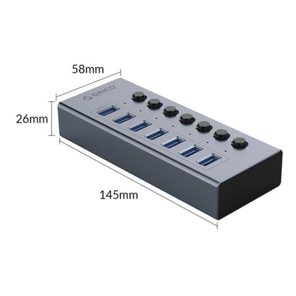 ORICO BT2U3-7AB-GY-BP 7 Ports USB 3.0 HUB with Individual Switches(AU Plug) - USB 3.0 HUB by ORICO | Online Shopping UK | buy2fix