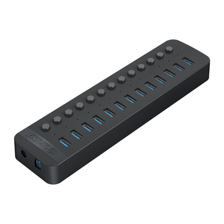 ORICO CT2U3-13AB Plastic Stripes 13 Ports USB 3.0 HUB with Individual Switches, Plug:UK Plug(Black) - USB 3.0 HUB by ORICO | Online Shopping UK | buy2fix