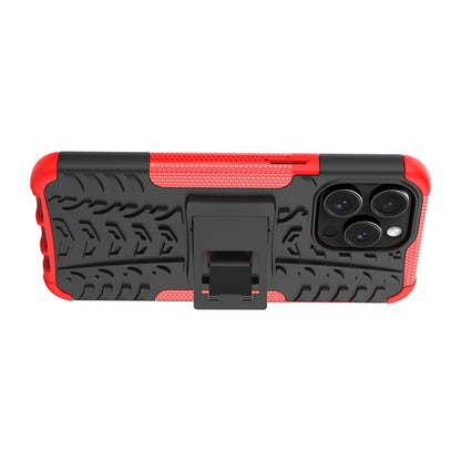 For  iPhone 15 Pro Max Tire Texture TPU + PC Phone Case with Holder(Red) - iPhone 15 Pro Max Cases by buy2fix | Online Shopping UK | buy2fix