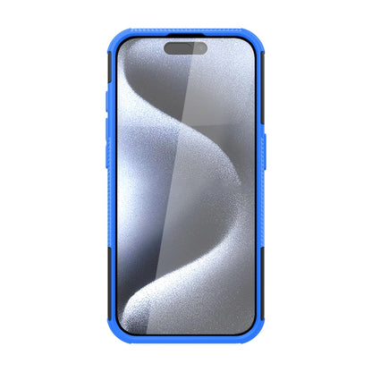 For  iPhone 15 Pro Max Tire Texture TPU + PC Phone Case with Holder(Blue) - iPhone 15 Pro Max Cases by buy2fix | Online Shopping UK | buy2fix