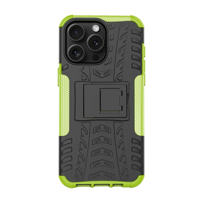 For  iPhone 15 Pro Max Tire Texture TPU + PC Phone Case with Holder(Green) - iPhone 15 Pro Max Cases by buy2fix | Online Shopping UK | buy2fix