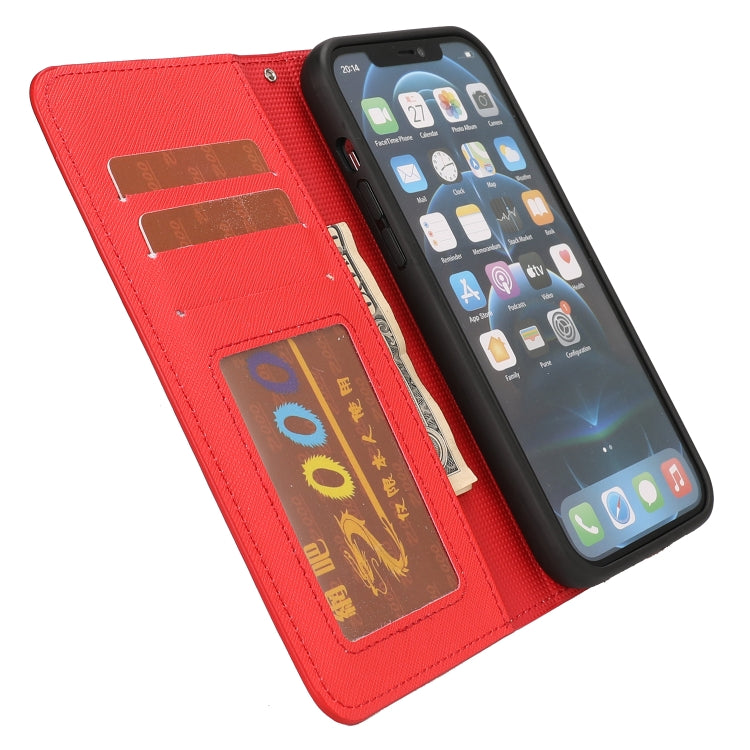 For iPhone 15 Pro Max Cross Texture Detachable Horizontal Flip PU Leather Case(Red) - iPhone 15 Pro Max Cases by buy2fix | Online Shopping UK | buy2fix