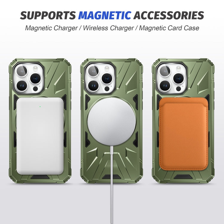 For iPhone 14 Pro MagSafe Magnetic Shockproof Phone Case with Ring Holder(Dark Green) - iPhone 14 Pro Cases by buy2fix | Online Shopping UK | buy2fix