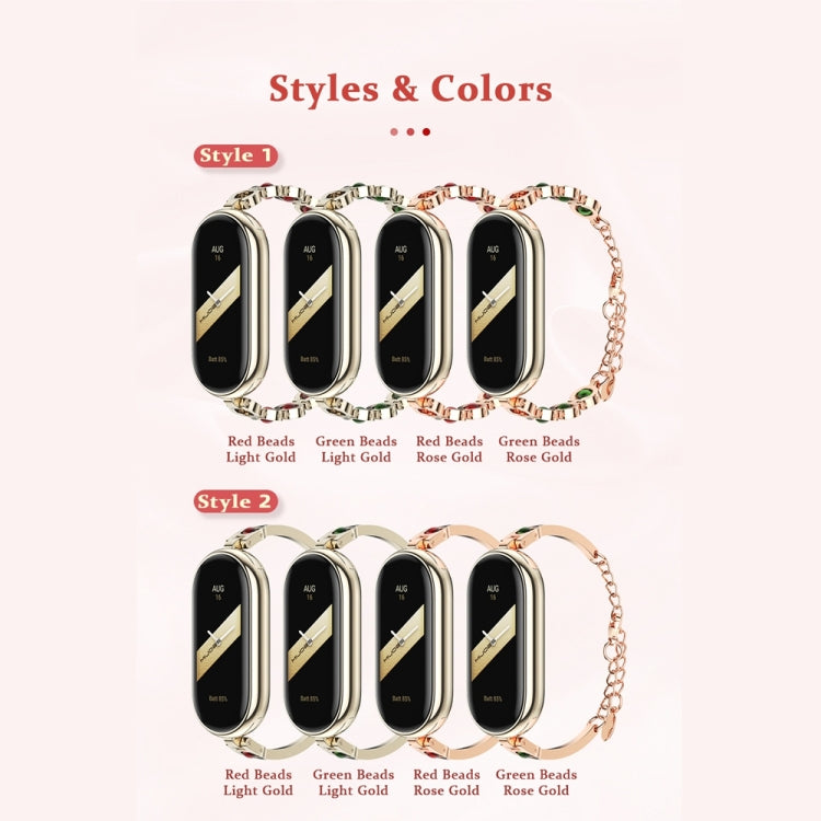 For Xiaomi Mi Band 8 / 9 / 9 NFC Mijobs Ruyi Beauty Bracelet Watch Band(Light Gold Green) - Watch Bands by MIJOBS | Online Shopping UK | buy2fix