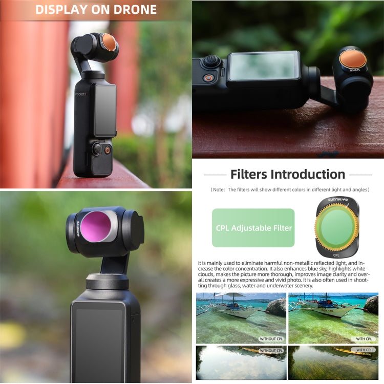 For DJI OSMO Pocket 3 Sunnylife Camera Lens Magnetic Metal Filter, Filter:3 in 1 CPL ND8/16 - Lens Accessories by Sunnylife | Online Shopping UK | buy2fix