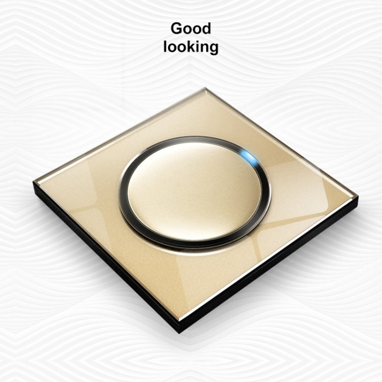 86mm Round LED Tempered Glass Switch Panel, Gold Round Glass, Style:One Open Dual Control - Consumer Electronics by buy2fix | Online Shopping UK | buy2fix