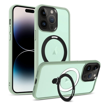 For iPhone 14 Pro MagSafe Holder Skin-feel PC Hybrid TPU Phone Case(Matcha Green) - iPhone 14 Pro Cases by buy2fix | Online Shopping UK | buy2fix