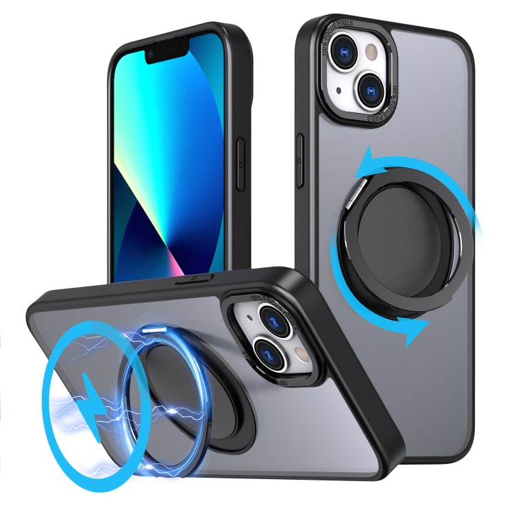 For iPhone 13 360-degree Rotating MagSafe Magnetic Holder Phone Case(Black) - iPhone 13 Cases by buy2fix | Online Shopping UK | buy2fix