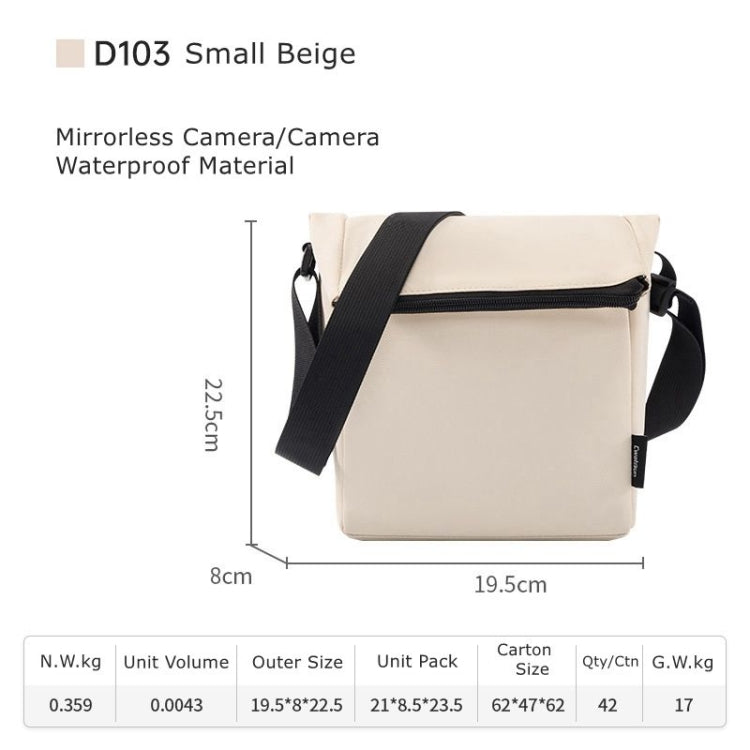 Cwatcun D103 Crossbody Camera Bag Photography Lens Shoulder Bag, Size:22.5 x 19.5 x 8cm(Beige) - Strap Satchel by Cwatcun | Online Shopping UK | buy2fix