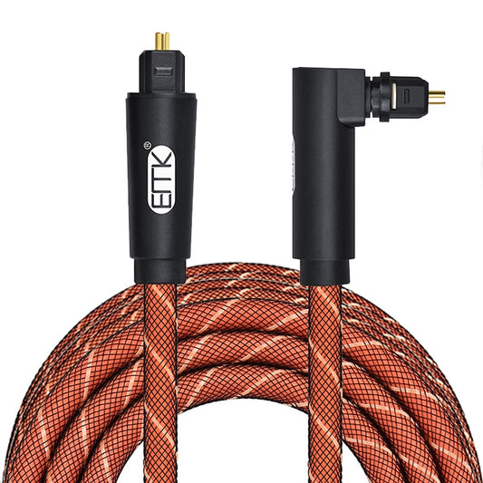 EMK 90 Degree Swivel Adjustable Right Angled 360 Degrees Rotatable Plug Nylon Woven Mesh Optical Audio Cable, Cable Length:3m(Orange) - Audio Optical Cables by EMK | Online Shopping UK | buy2fix