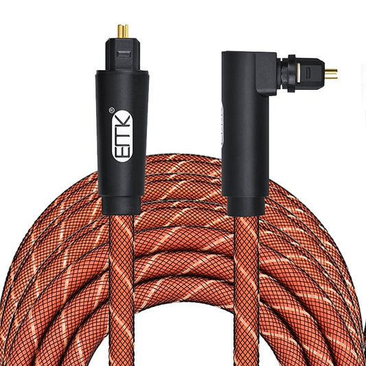 EMK 90 Degree Swivel Adjustable Right Angled 360 Degrees Rotatable Plug Nylon Woven Mesh Optical Audio Cable, Cable Length:5m(Orange) - Audio Optical Cables by EMK | Online Shopping UK | buy2fix