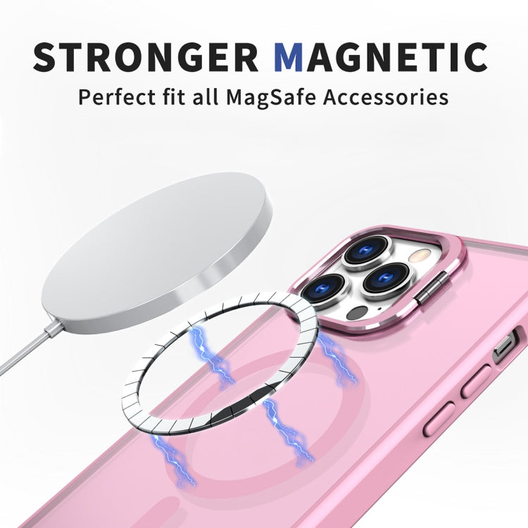 For iPhone 13 Pro Max Metal Invisible Camera Holder MagSafe Magnetic Phone Case(Pink) - iPhone 13 Pro Max Cases by buy2fix | Online Shopping UK | buy2fix