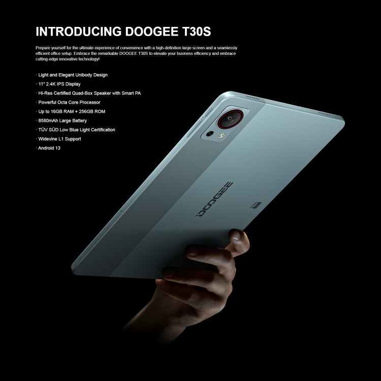 [HK Warehouse] DOOGEE T30S Tablet PC 11 inch, 16GB+256GB, Android 13 Unisoc T606 Octa Core, Global Version with Google Play, EU Plug(Black) - Other by DOOGEE | Online Shopping UK | buy2fix