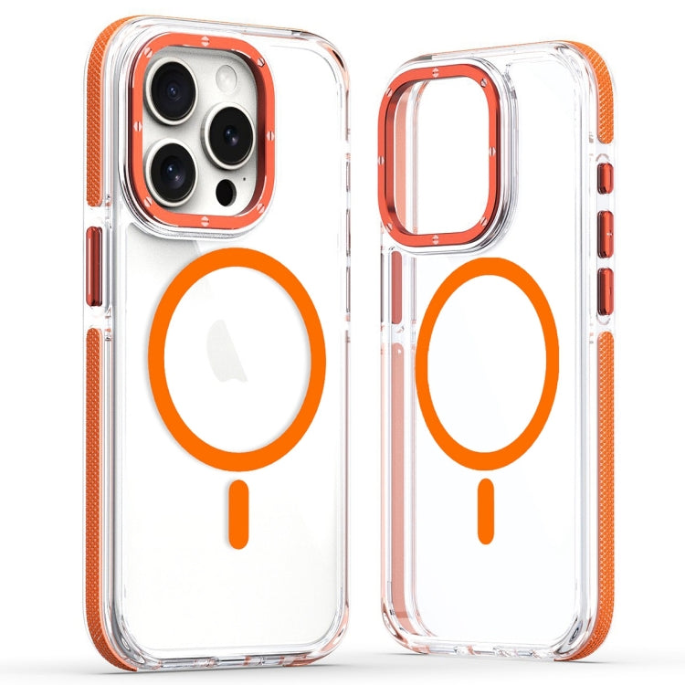 For iPhone 15 Pro Dual-Color Clear Acrylic Hybrid TPU MagSafe Phone Case(Orange) - iPhone 15 Pro Cases by buy2fix | Online Shopping UK | buy2fix