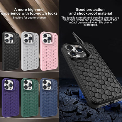 For iPhone 15 Pro Max Honeycomb Radiating Lens Holder Magsafe Phone Case(Black) - iPhone 15 Pro Max Cases by buy2fix | Online Shopping UK | buy2fix