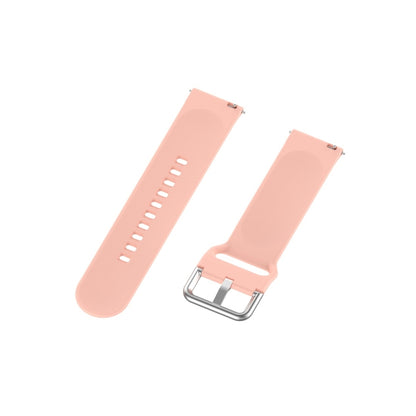 For Xiaomi Haylou Solar LS05 Silicone Solid Color Silver Buckle Watch Band, Size: 22mm(Light Pink) - Smart Wear by buy2fix | Online Shopping UK | buy2fix