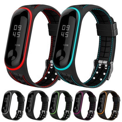 For Xiaomi Mi Band 4 / 3 Silicone Two-color Thread Watch Band, Style:Single Bead Texture(Black) - Smart Wear by buy2fix | Online Shopping UK | buy2fix