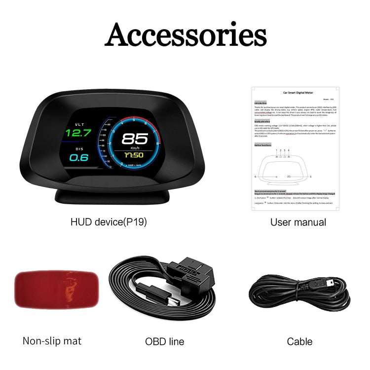 P19 Car HUD Head-up Display GPS Speed Meter Car OBD2 Fault Elimination Code - Head Up Display System by buy2fix | Online Shopping UK | buy2fix