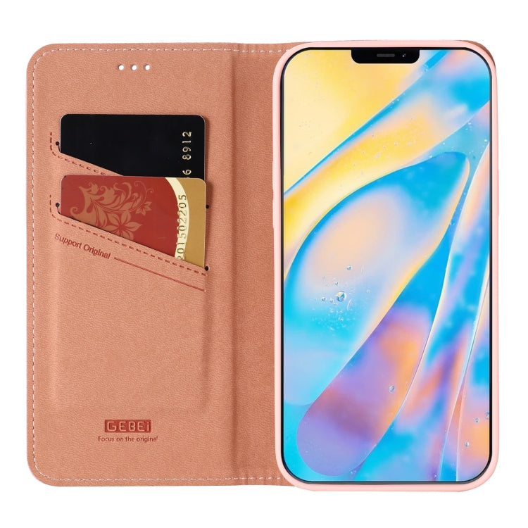 For iPhone 12 Pro Max GEBEI PU+TPU Horizontal Flip Protective Case with Holder & Card Slots(Rose Gold) - iPhone 12 Pro Max Cases by GEBEI | Online Shopping UK | buy2fix