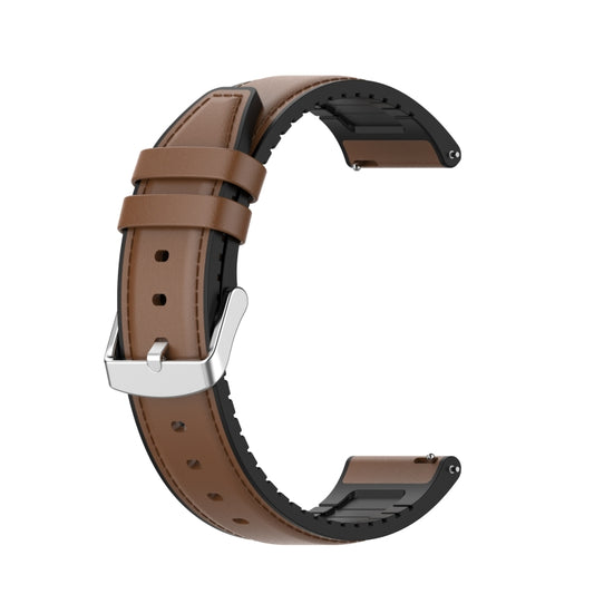 22mm Silicone Leather Watch Band for Huawei Watch GT 2 46mm(Brown) - Smart Wear by buy2fix | Online Shopping UK | buy2fix