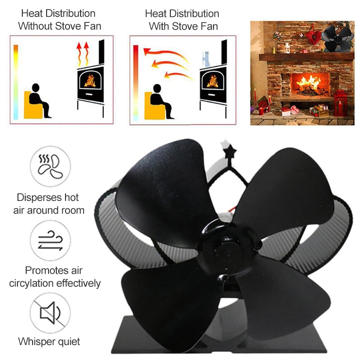 YL201 4-Blade High Temperature Metal Heat Powered Fireplace Stove Fan (Black) - Consumer Electronics by buy2fix | Online Shopping UK | buy2fix