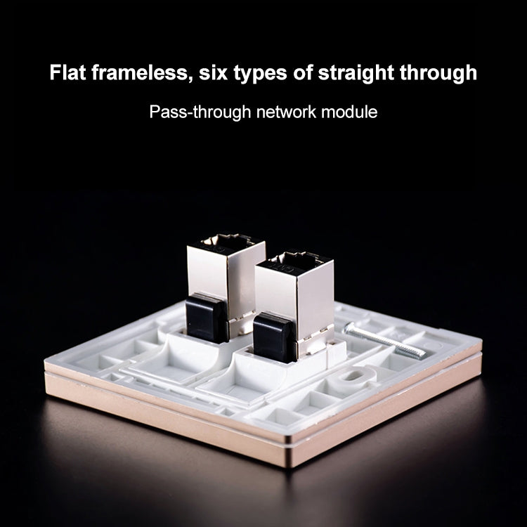 CAT.6 Shielded Pass-through Network Module, Single Port Panel + Shielded Pass-through (Gold) - Lan Cable and Tools by buy2fix | Online Shopping UK | buy2fix