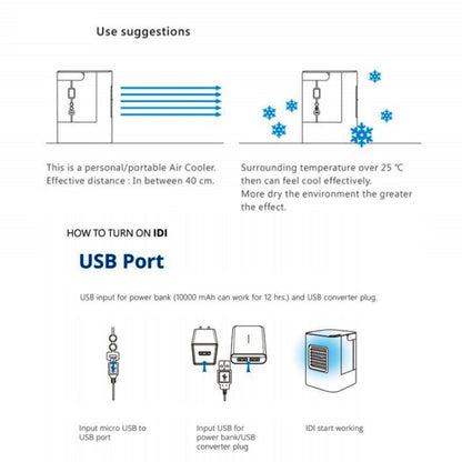 AC-01S Upgraded Version 2W IDI Portable Energy Efficient Evaporation Cooling Mini Air Conditioning Fan Air-cooler Purifier with 3 Speed Modes & LED Display & Handle for Home, Office, Camping(Black) - Consumer Electronics by buy2fix | Online Shopping UK | buy2fix