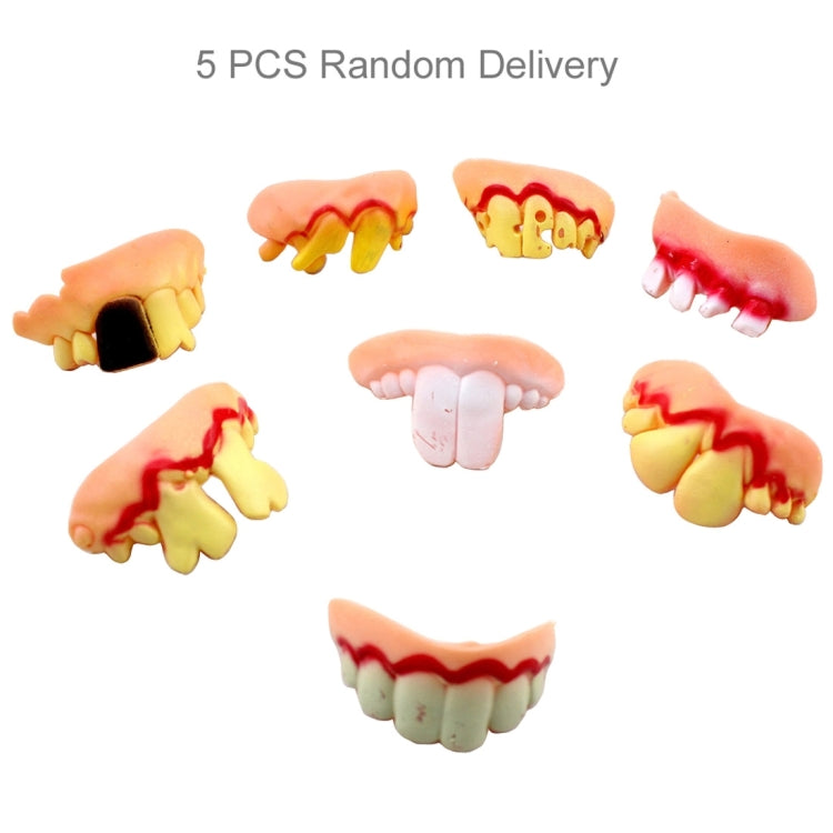 5 PCS Halloween Prank Funny Various Modelling Entire Scary Bucktooth Dentures Teeth Fake Braces for Party Club, Random Style Delivery - Home & Garden by buy2fix | Online Shopping UK | buy2fix