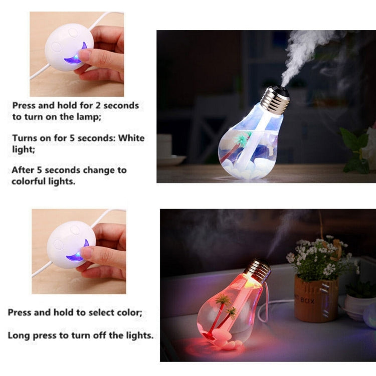 400ML Colorful Light Portable Bulb Shape Aromatherapy Air Purifier Humidifier for Home / Office / Car(Silver) - Home & Garden by buy2fix | Online Shopping UK | buy2fix